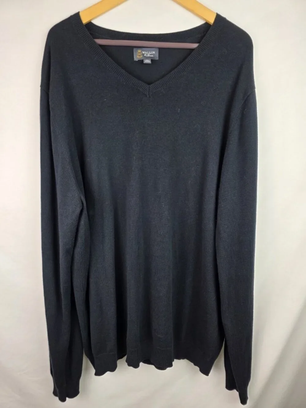 Wallin & Bros Mens Sweater Size XXL Navy Blue Cashmere Blend V-Neck Knit Top